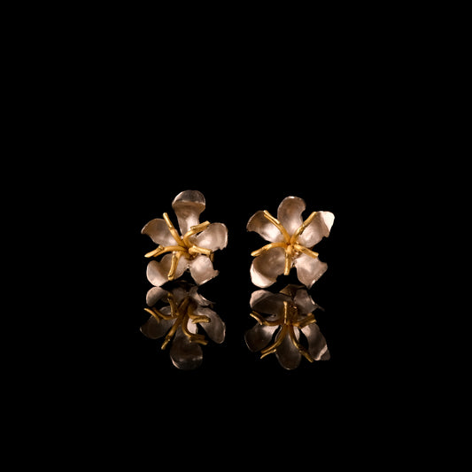 Pair of white gold flower earrings